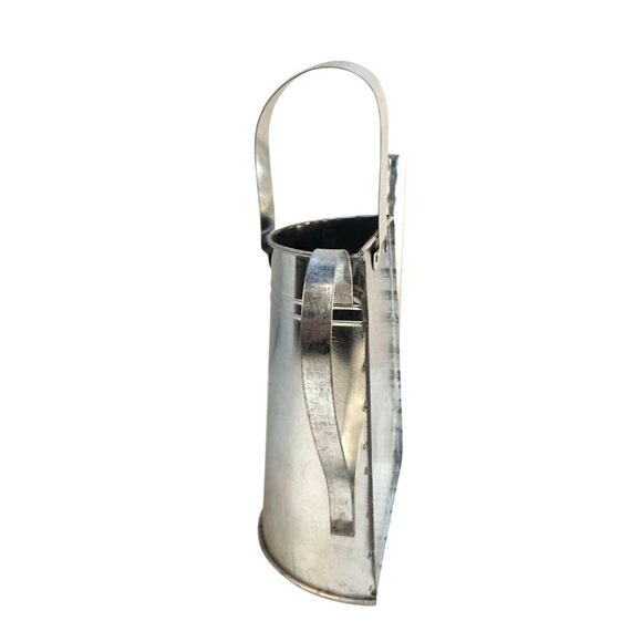 Silver Tin Watering Can With Long Spout & Movable Handle Wall Vase Country Gard - Picture 10 of 13